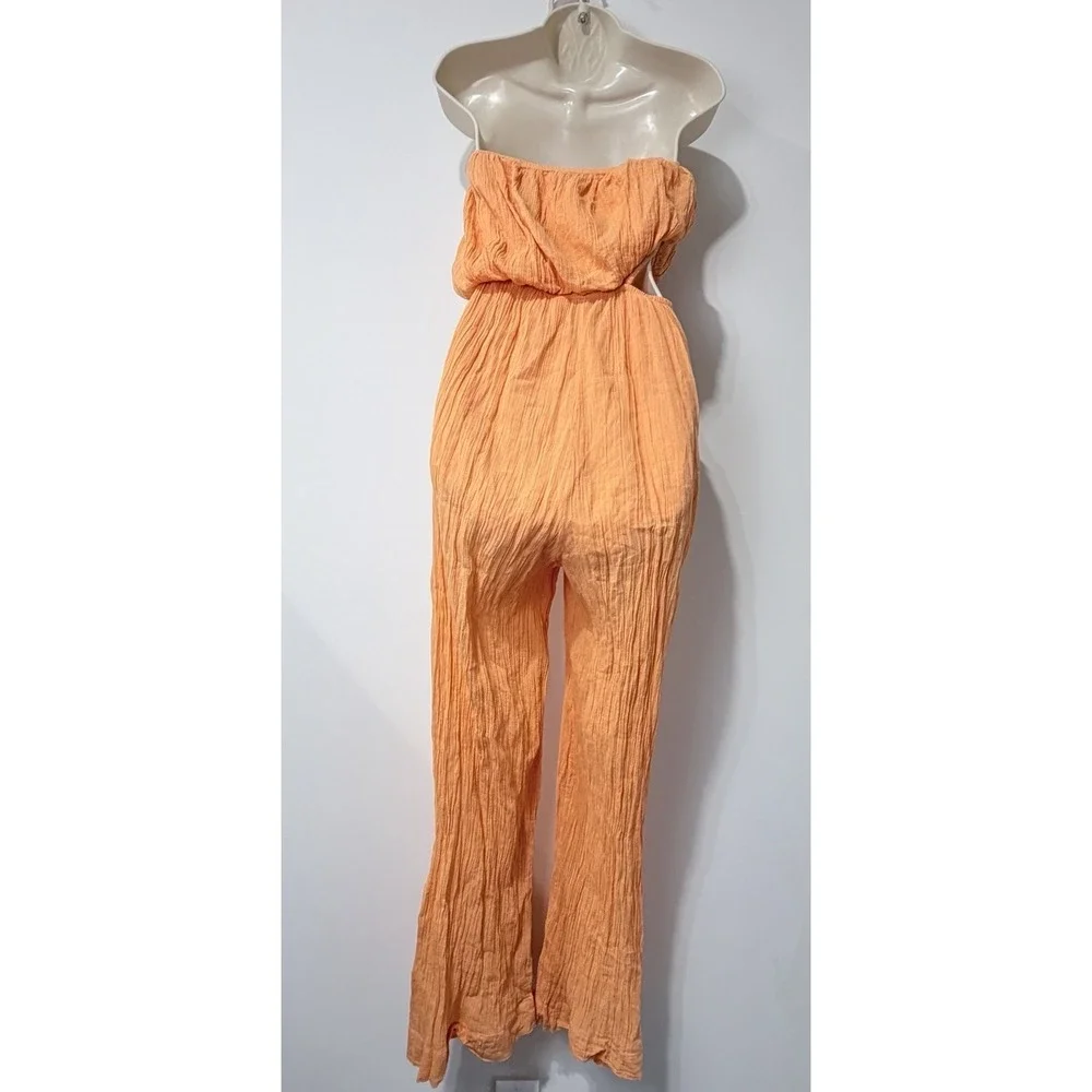 Free People Cut Out For It Jumpsuit‎ Sz S Sherbert Orange Summer Resort Beach